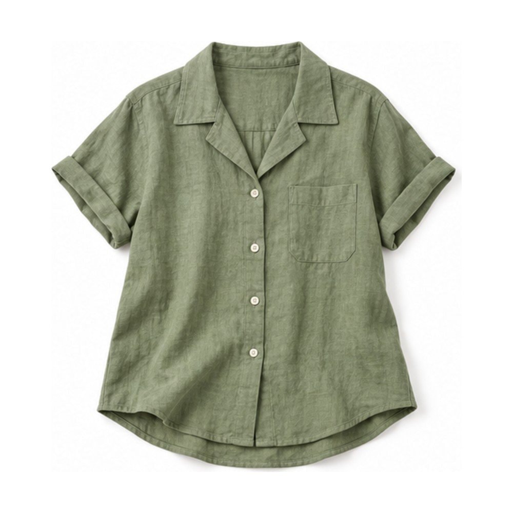 Rolled-Sleeve Camp Collar Shirt
